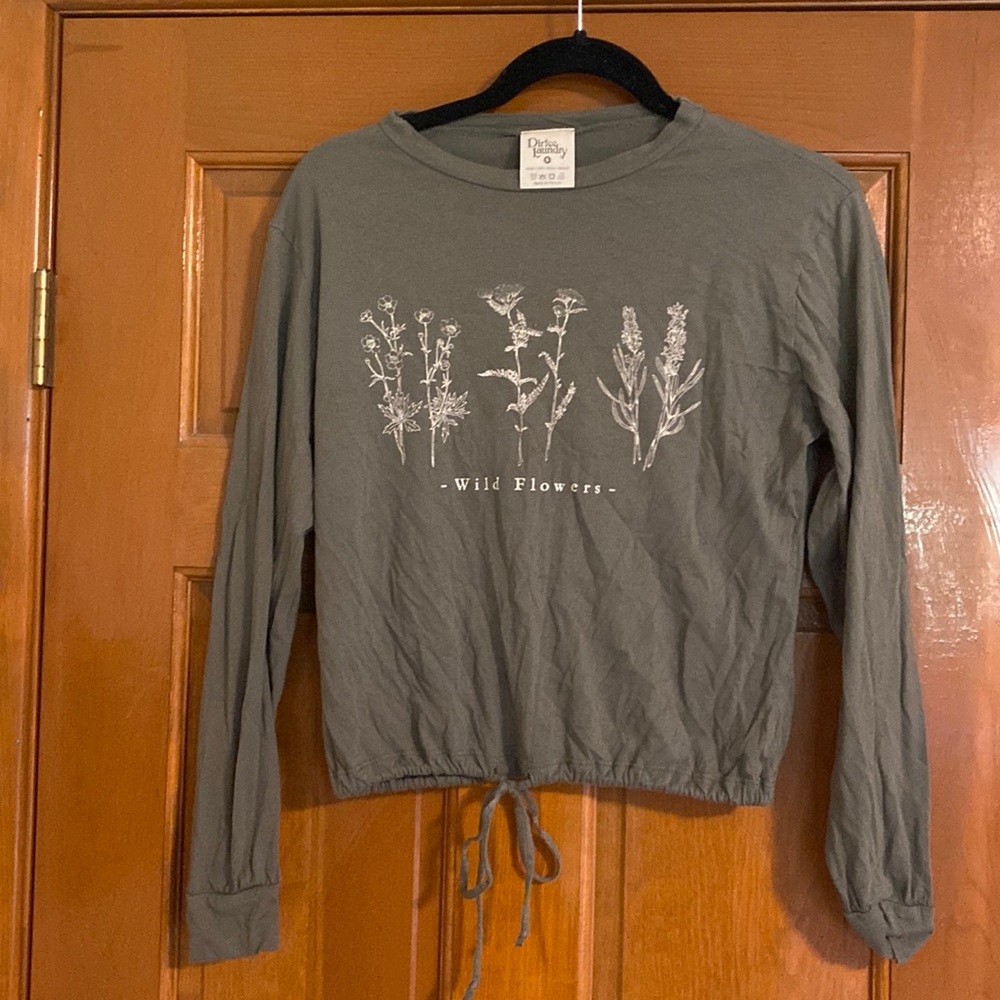 Dirtee Laundry Olive Green Wildflower Top